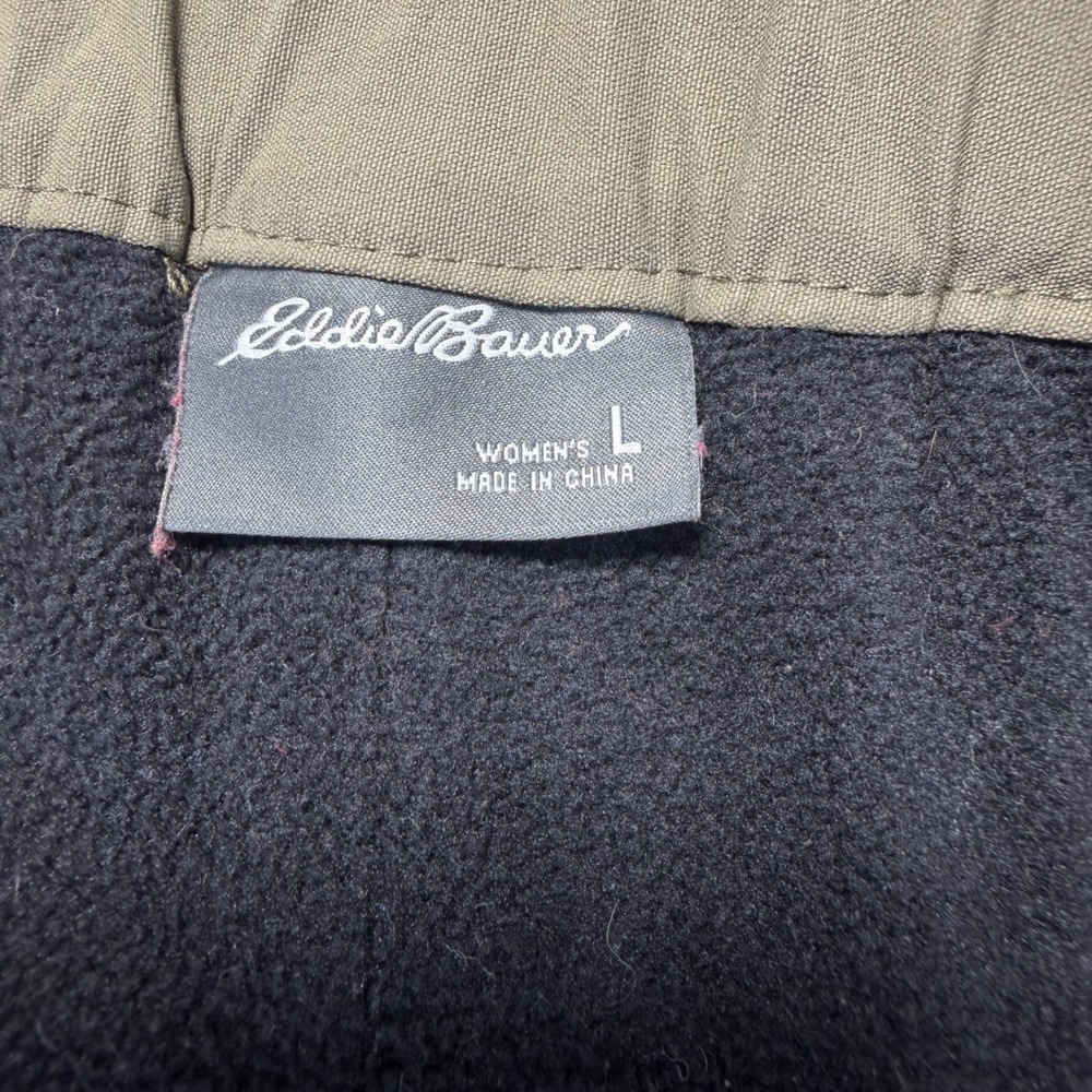 Eddie Bauer Womens Olive Green Fleece Lined Hiking Cargo Pant Size Large Stretch - Picture 8 of 8